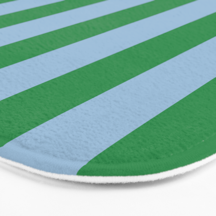 Bold Vertical Stripes in Green and Light Blue Bath Mat Gallery Image 3
