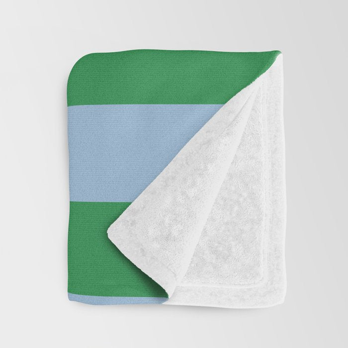 Bold Vertical Stripes in Green and Light Blue Throw Blanket Gallery Image 3