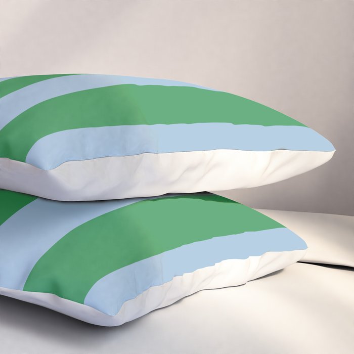 Bold Vertical Stripes in Green and Light Blue Pillow Sham Gallery Image 3