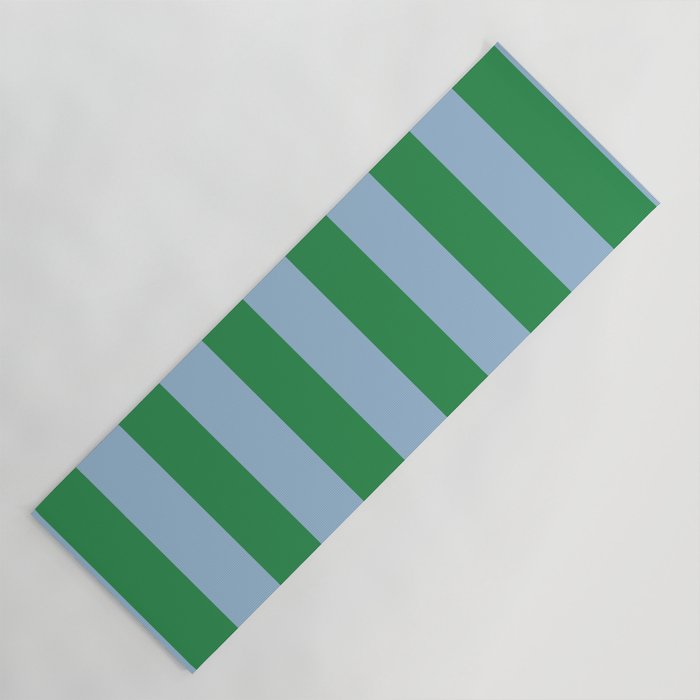 Bold Vertical Stripes in Green and Light Blue Yoga Mat Gallery Image 1