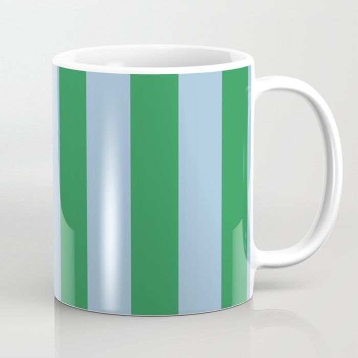 Bold Vertical Stripes in Green and Light Blue Coffee Mug Gallery Image 1