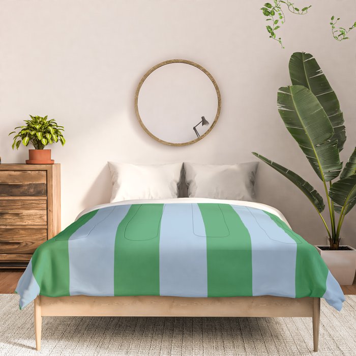 Bold Vertical Stripes in Green and Light Blue Comforter Gallery Image 3