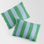 Bold Vertical Stripes in Green and Light Blue Pillow Sham Gallery Image 3