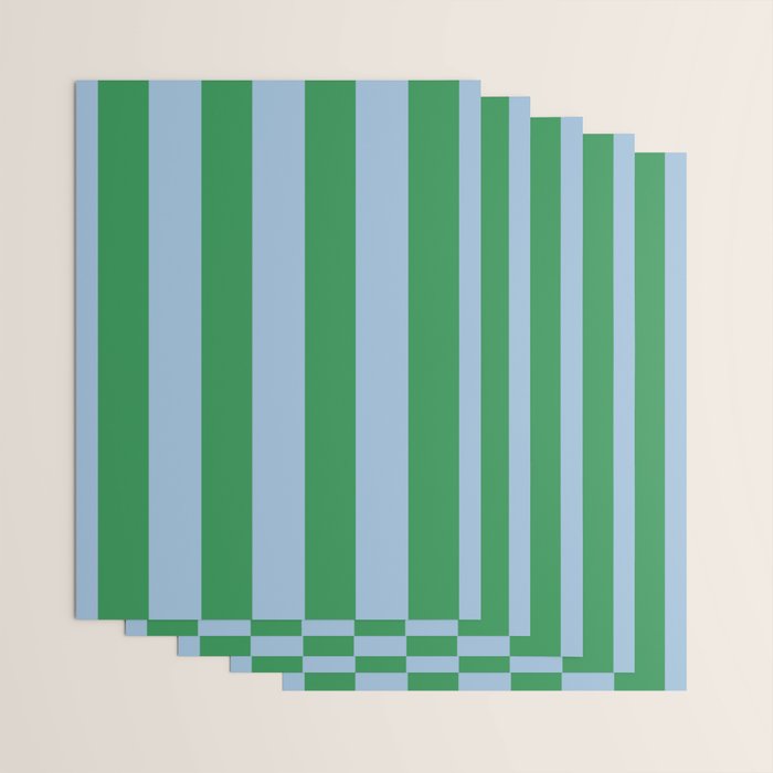 Bold Vertical Stripes in Green and Light Blue Wrapping Paper Gallery Image 3