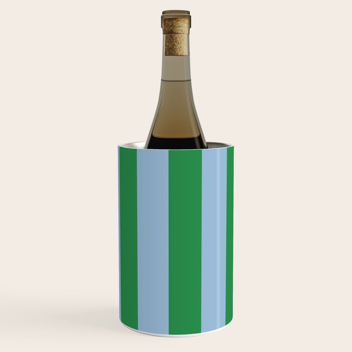 Bold Vertical Stripes in Green and Light Blue Wine Chiller Gallery Image 3