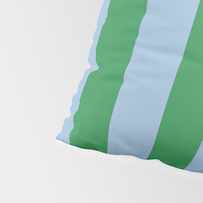 Bold Vertical Stripes in Green and Light Blue Pillow Sham Gallery Image 4