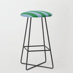 Bold Vertical Stripes in Green and Light Blue Stool Gallery Image 1