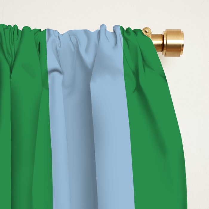 Bold Vertical Stripes in Green and Light Blue Window Curtain Gallery Image 2