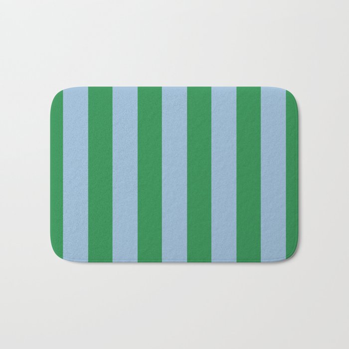 Bold Vertical Stripes in Green and Light Blue Bath Mat Gallery Image 1