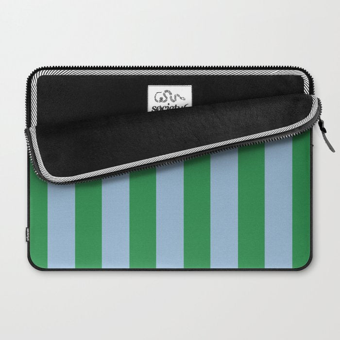 Bold Vertical Stripes in Green and Light Blue Laptop Sleeve Gallery Image 2