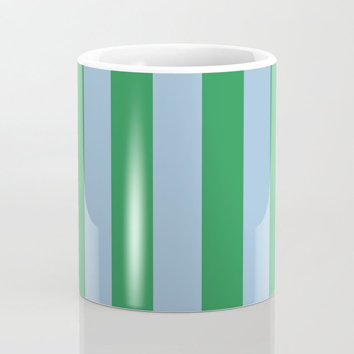Bold Vertical Stripes in Green and Light Blue Coffee Mug Gallery Image 4