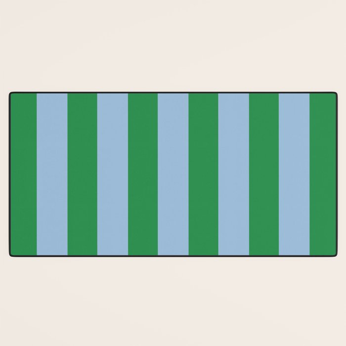 Bold Vertical Stripes in Green and Light Blue Desk Mat Gallery Image 3