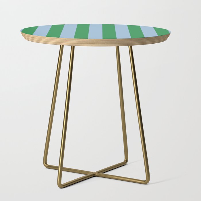 Bold Vertical Stripes in Green and Light Blue Side Table Gallery Image 1