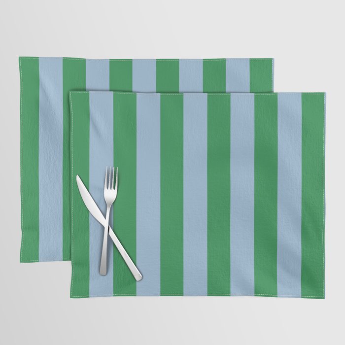 Bold Vertical Stripes in Green and Light Blue Placemat Gallery Image 1
