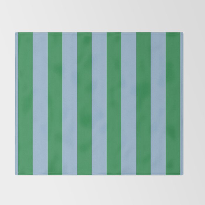 Bold Vertical Stripes in Green and Light Blue Throw Blanket Gallery Image 2