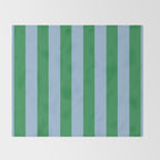 Bold Vertical Stripes in Green and Light Blue Throw Blanket Gallery Image 2