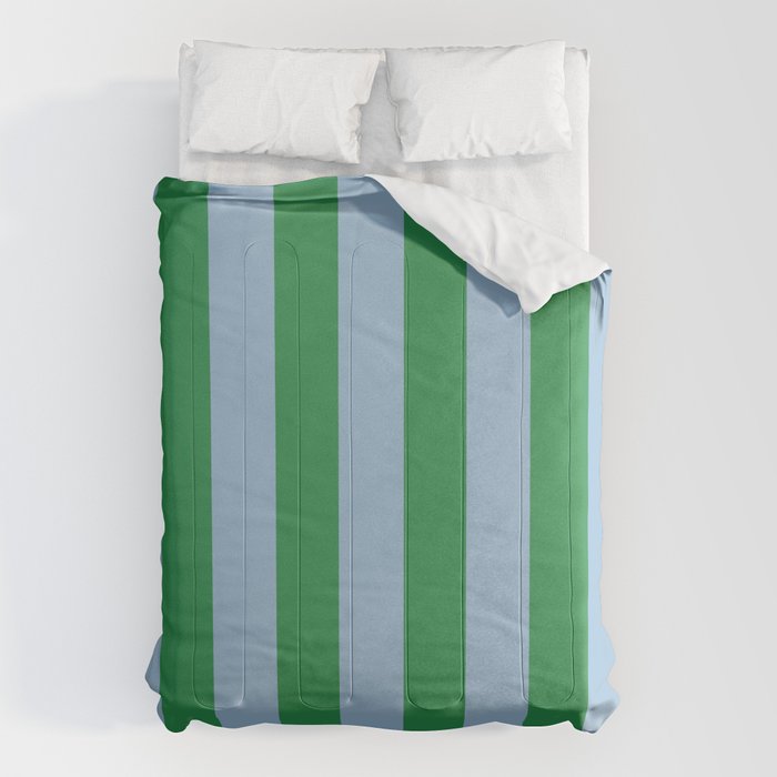 Bold Vertical Stripes in Green and Light Blue Comforter Gallery Image 6