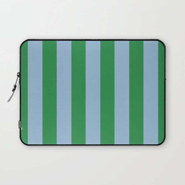 Bold Vertical Stripes in Green and Light Blue Laptop Sleeve Gallery Image 1