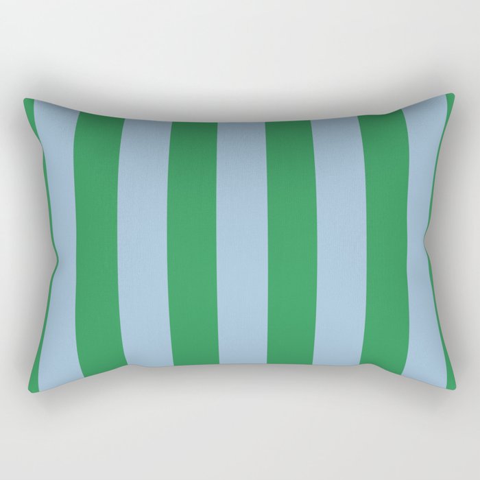 Bold Vertical Stripes in Green and Light Blue Rectangular Pillow Gallery Image 2