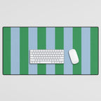 Bold Vertical Stripes in Green and Light Blue Desk Mat Gallery Image 1
