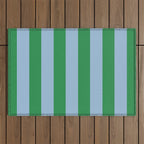 Bold Vertical Stripes in Green and Light Blue Outdoor Rug Gallery Image 1