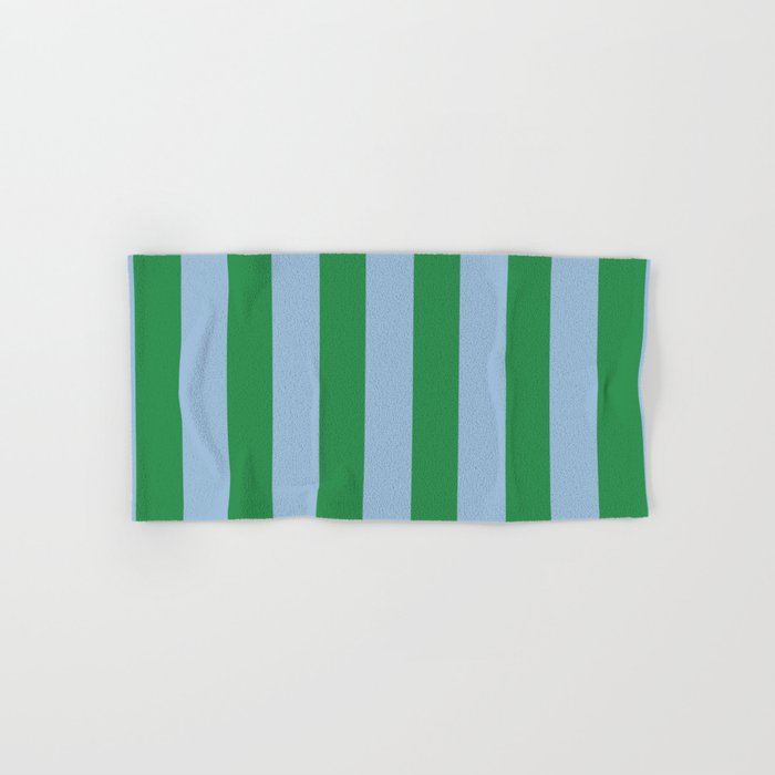 Bold Vertical Stripes in Green and Light Blue Bath Towel Gallery Image 1