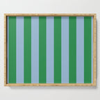 Bold Vertical Stripes in Green and Light Blue Serving Tray Gallery Image 1