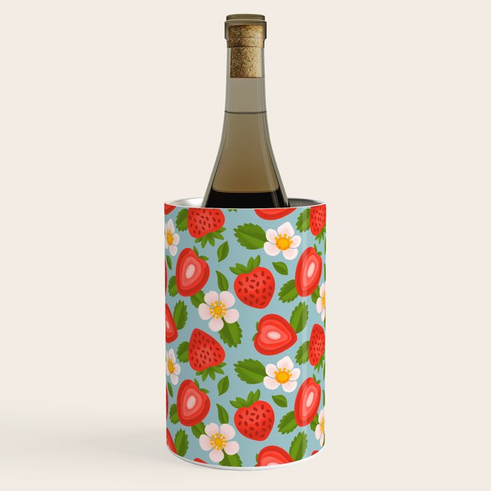 Strawberry Pattern on Sky Blue Wine Chiller Gallery Image 1