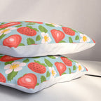 Strawberry Pattern on Sky Blue Pillow Sham Gallery Image 3