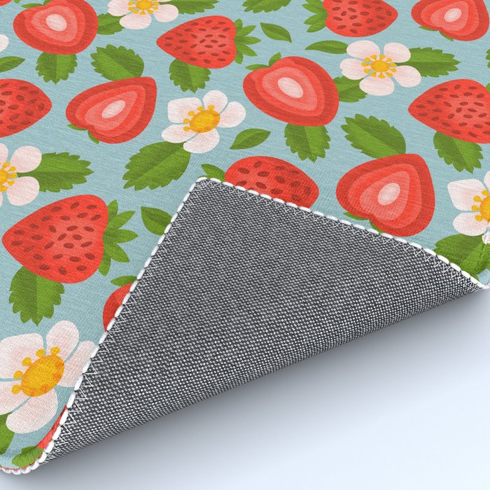 Strawberry Pattern on Sky Blue Rug Gallery Image 4