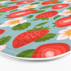 Strawberry Pattern on Sky Blue Bath Mat Gallery Image 3