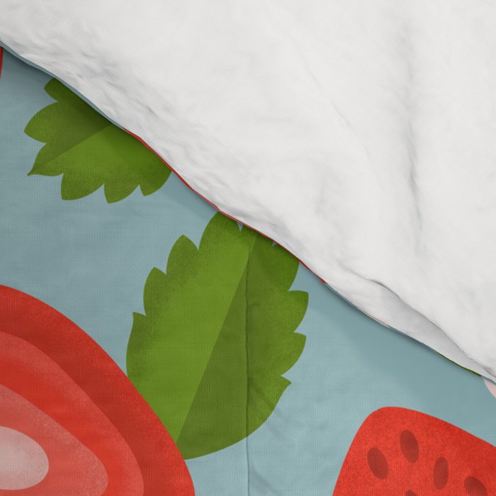 Strawberry Pattern on Sky Blue Comforter Gallery Image 4