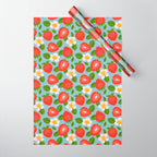 Strawberry Pattern on Sky Blue Wrapping Paper Gallery Image 1