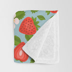 Strawberry Pattern on Sky Blue Throw Blanket Gallery Image 3