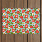 Strawberry Pattern on Sky Blue Outdoor Rug Gallery Image 1