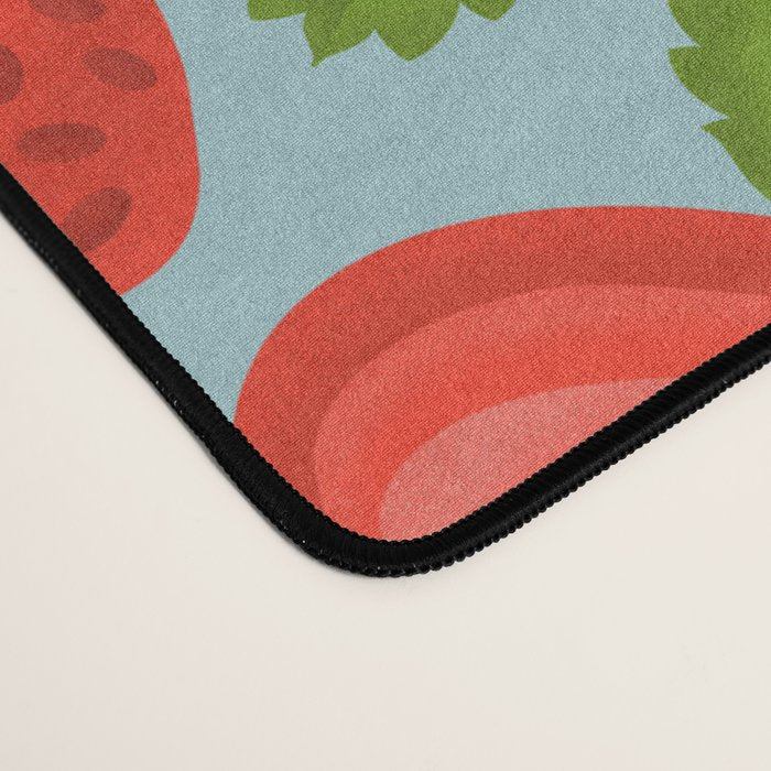 Strawberry Pattern on Sky Blue Desk Mat Gallery Image 4
