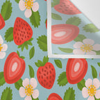 Strawberry Pattern on Sky Blue Wall Tapestry Gallery Image 3