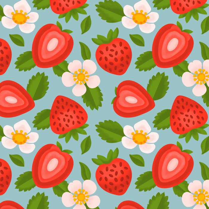 Strawberry Pattern on Sky Blue Coffee Mug Gallery Image 2