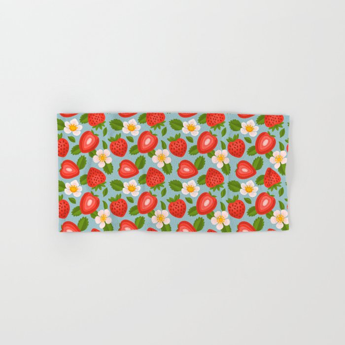 Strawberry Pattern on Sky Blue Bath Towel Gallery Image 1