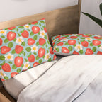 Strawberry Pattern on Sky Blue Pillow Sham Gallery Image 2