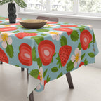 Strawberry Pattern on Sky Blue Tablecloth Gallery Image 3