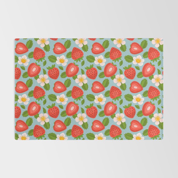 Strawberry Pattern on Sky Blue Rug Gallery Image 2