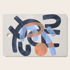 Midcentury Modern Minimalist Funky Cool Tribal Pattern Paynes Grey Pastel Blue Tan Shapes by Ejaaz Haniff Cutting Board Gallery Image 1