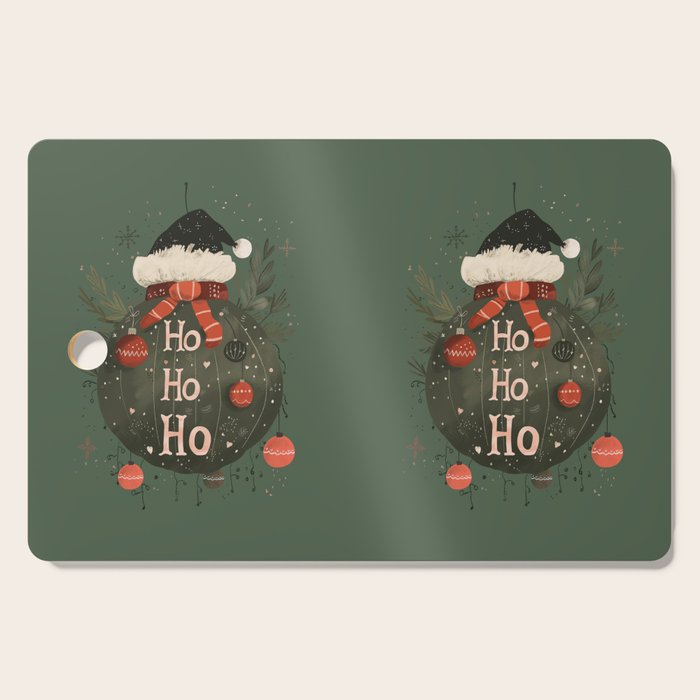 Festive Ho Ho Ho Bauble Green  Cutting Board Gallery Image 1
