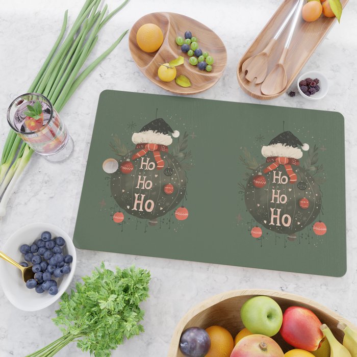 Festive Ho Ho Ho Bauble Green  Cutting Board Gallery Image 2