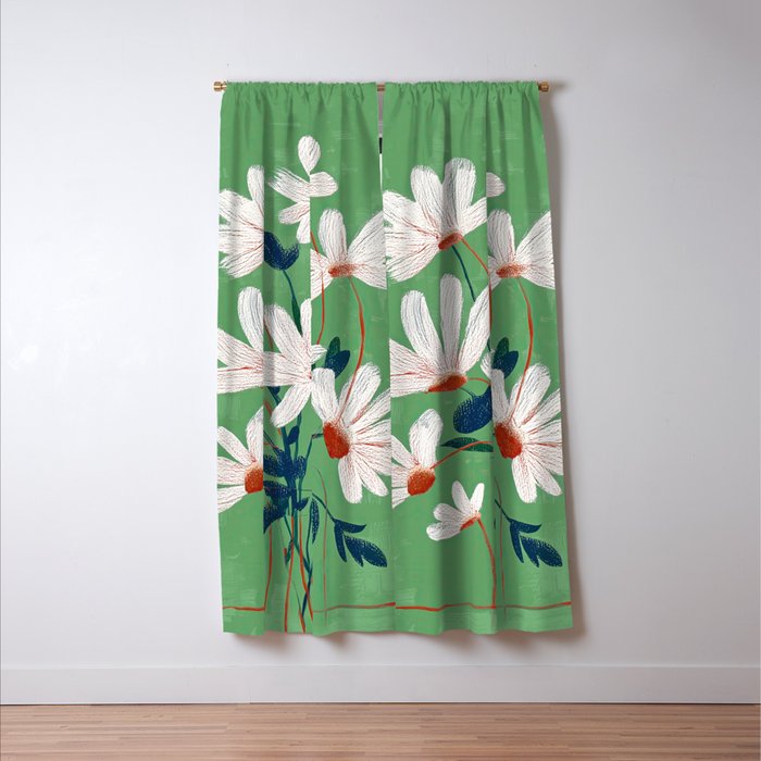 White Flowers Window Curtain Gallery Image 3