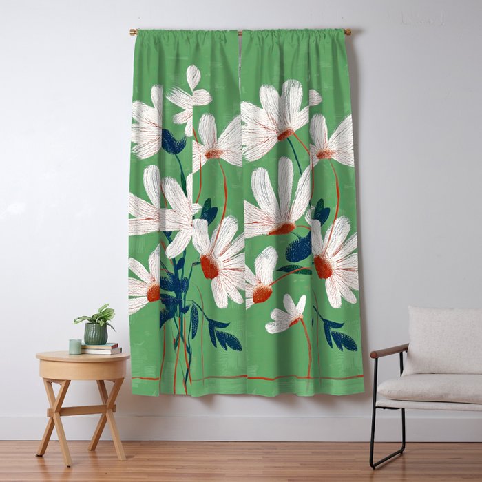 White Flowers Window Curtain Gallery Image 5