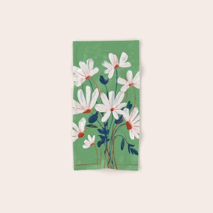 White Flowers Bath Towel Gallery Image 1