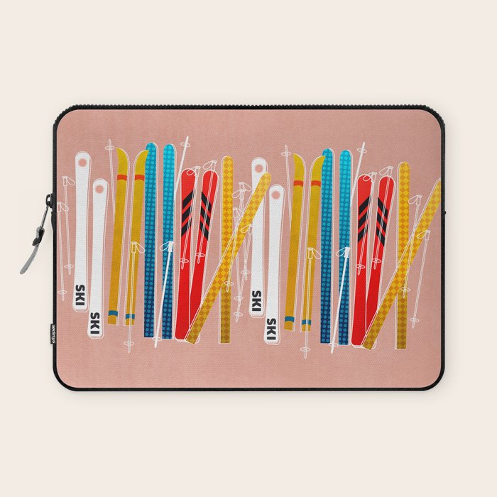 Colorful Ski Illustration and Pattern no 2 Laptop Sleeve Gallery Image 1