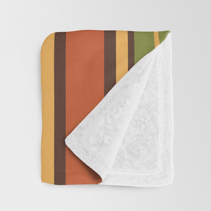 Retro Stripes - Mid Century Modern 50s 60s 70s Pattern in Green, Orange, Yellow, and Brown Throw Blanket Gallery Image 3